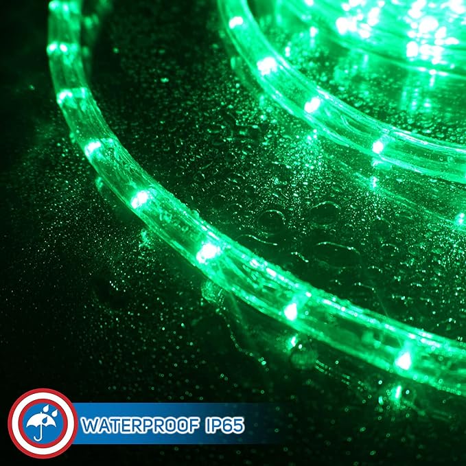 Russell Decor LED Rope Lights for Saint Patrick's Day Holiday Party Wedding Seasonal Christmas Decoration Super Bright and Flexible Lights (Green, 80ft)