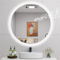 STARLEAD 28" Round LED Bathroom Mirror with Bluetooth Speaker, Dimmable Lighting, 3 Color Modes, Anti-Fog, Touch Control Wall Mounted Vanity Mirror