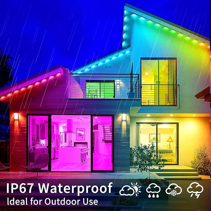 100ft Permanent Outdoor Light,RGB Eaves Lights with App Control Remote,DIY IP67 Waterproof led Lights,Outside Light for House,Halloween,Roof,Garden,Christmas Decorations