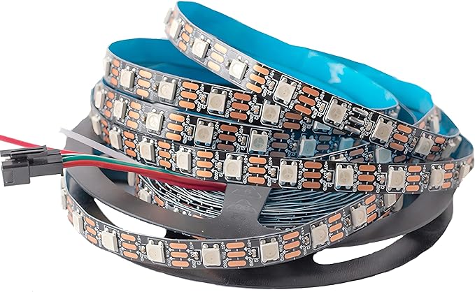 WS2812B RGB LED Strip Individual Addressable Light 16.4FT 60Pixels/m 300Pixels Dream Color SMD 5050 LED Pixel RGB Strip Non-Waterproof DC5V (Black PCB)