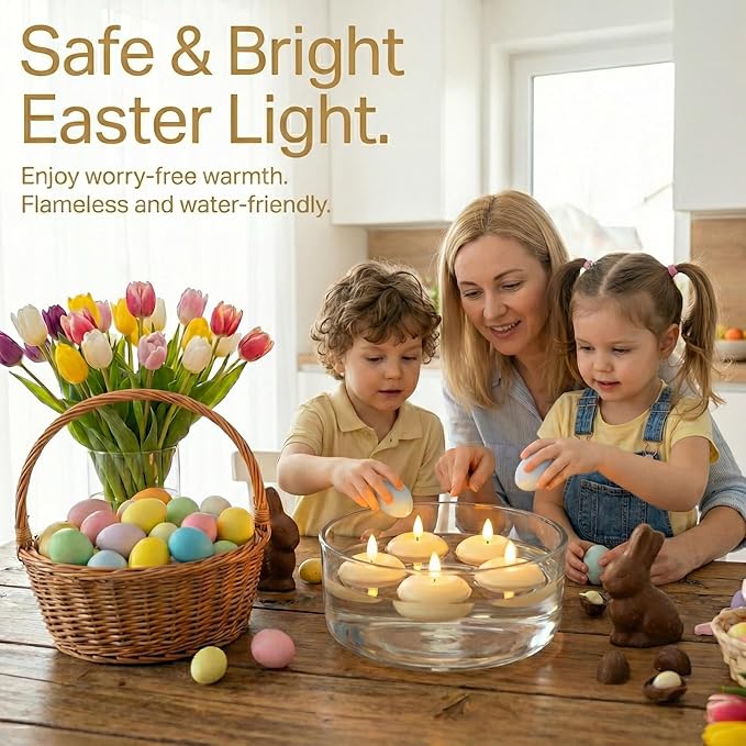 Aignis 48 Flameless LED Floating Candles, 3-Inch Plastic Battery Operated Tealights, Glow Time Over 200 Hours, Cozy Romantic White Light, Suitable for Pool/Bathtub/Hot Bath/Wedding Centerpiece Decor