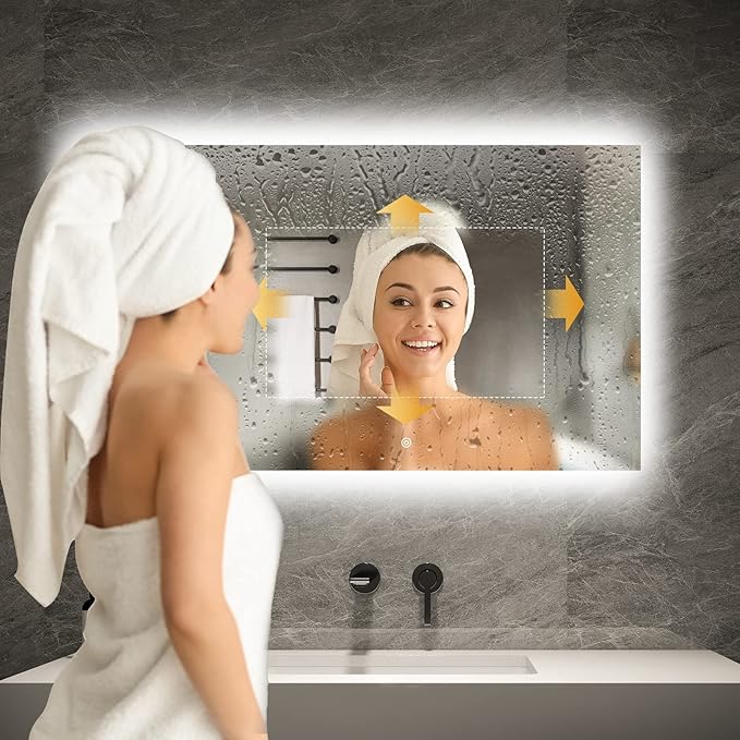 40X24 LED Bathroom Mirror with Lights, WiFi Smart Bluetooth Lighted Vanity Mirror for Bathroom with Backlit 2 Colors Dimmable Enabled Weather Display, Anti-Fog Horizontal Hang Only