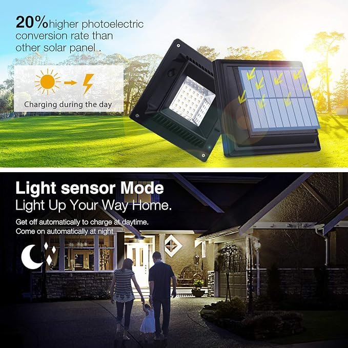 KEENZO Solar Powered Gutter Lights Waterproof Outdoor Dusk to Dawn 25 LED Deck Fence Wall Stair Step and Yard Cool/Warm White LED Eaves Garden Landscape Pathway (Cool White Light_4 PCS, Black)