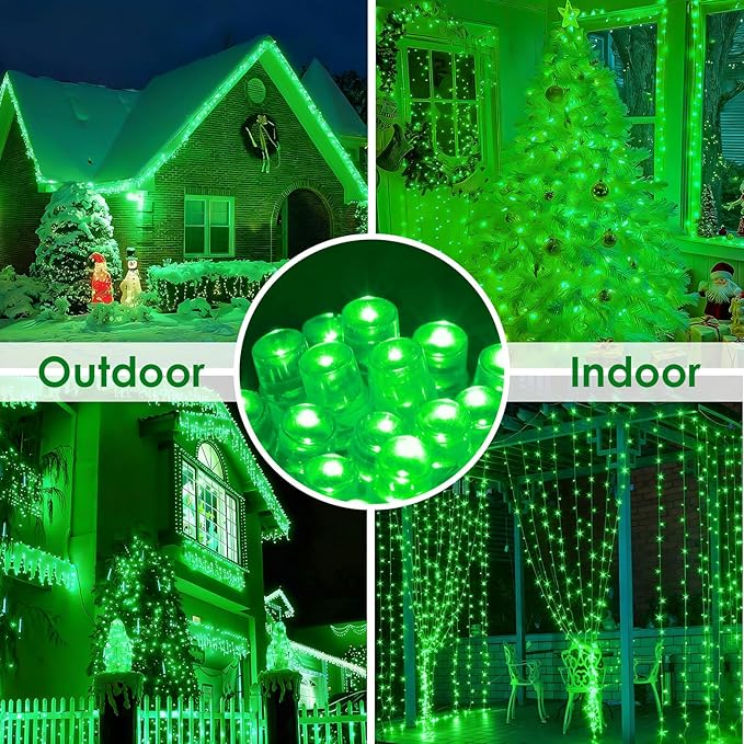 88FT 240LED Extra-Long Connectable String Lights Indoor Outdoor Clear Wire, Green Christmas String Lights, Plug in Twinkle Fairy Light with Timer for Wedding Patio Tree Yard Christmas Decorations
