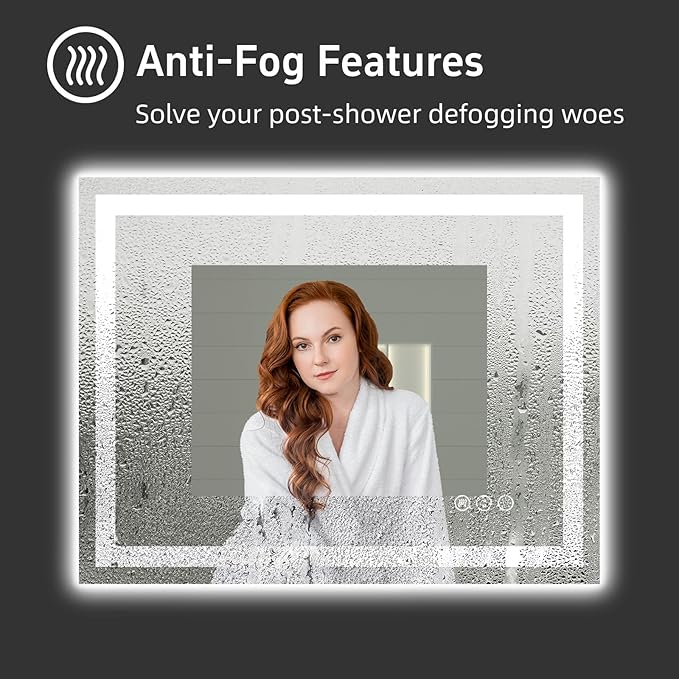 48"x 36" LED Bathroom Mirror with Lights, Double Lighting Sources Dimmable, Backlit + Front Lit, Anti-Fog, Lighted Bathroom Vanity Mirror for Wall(Horizontal/Vertical)