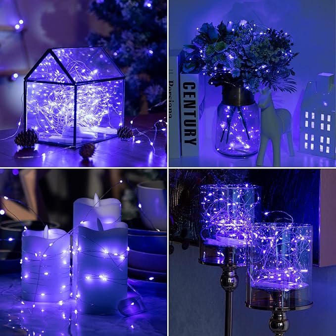 HXWEIYE 12 Pack Fairy Lights Battery Operated, 7ft 20LED Mini Twinkle String Light for Mason Jar DIY Wedding Table Centerpieces Party Bedroom Christmas (Blue)