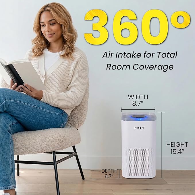 HEPA 14 Smart Air Purifier – Large Room Air Purifier with PM2.5 Monitor, WiFi & App Control for Pet Hair, Odors, Pollen & Smoke for Home, Covers Up to 324 Ft², Auto, Turbo, and 29.5db Sleep modes