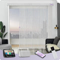 Graywind Motorized Vertical Blinds Compatible with Alexa Google Privacy Reversible Blackout Smart Vertical Blind Remote Control Track Slats Set for Home Office(Dimout Checkered Gray)