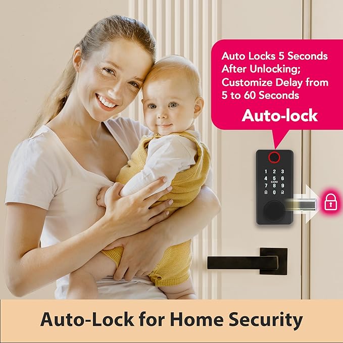 Smart Door Lock Deadbolt with Digital Keypad, Keyless Entry and Fingerprint Lock for Front Door, Bluetooth Electronic Lock with APP Control, Anti-Peeping Password