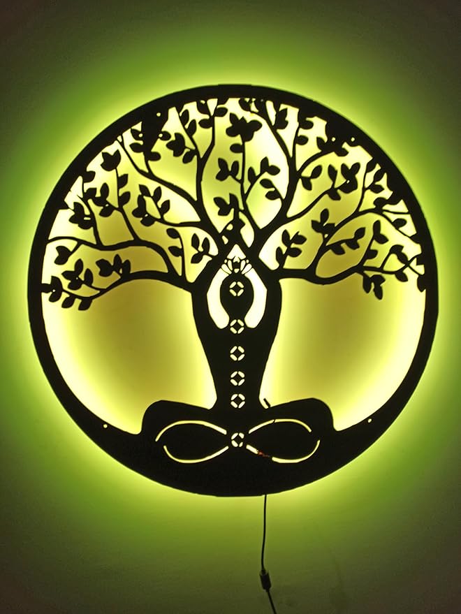 Led Tree Branch Lights For Wall, Meditation Tree Of Life Metal Wall Art With Rgb Led Light, Custom Meditation Wall Decor, Meditation Neon Light Sign, Meditation Gift Decor, 6 inches
