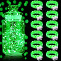 Aogist Led Fairy Lights 3 Modes Battery Operated String Lights Waterproof Silver Wire 7 Feet Firefly Starry Moon Mason Jar Lights for DIY Wedding Party Christmas (Green, 12 Pack)