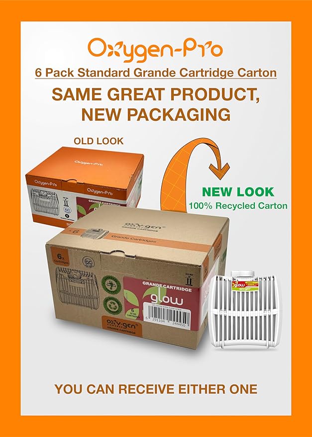 Oxygen-Pro - Glow, Sweet Amaretto Strong Fragrance Cartridge For Oxy-Gen Powered Commercial Air Fresheners and Deodorizers (6)