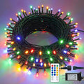 Hopolon Christmas String Lights Outdoor, 33 FT 100 LED Extendable Green Wire Twinkle Lights with Remote, 8 Modes Waterproof Fairy Light Plug in for Xmas Tree Wedding Party Patio Indoor (Multicolor)