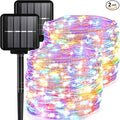 2 Pack Solar Fairy Lights Outdoor, 33 Feet 100 LEDs 8 Modes String Lights for Outside, Waterproof Solar Outdoor Light for Patio Yard Christmas Tree Halloween Wedding Party Decorations, Colorful