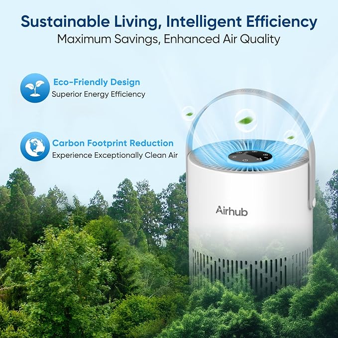 Air Purifier for Bedroom & Home, True HEPA Air Purifier for Pets, Quiet Sleep Mode, 360° Air Intake, Dust Smoke Odor Remover, Touch Control, Portable Small Room Air Cleaner, White