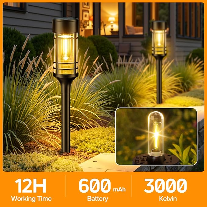 LETMY Solar Pathway Lights Outdoor, 6 Pack Solar Lights Outdoor Waterproof IP65, Bright Solar Garden Lights Outdoor, Auto On/Off Outdoor Solar Lights for Yard Walkway Driveway Landscape Garden Decor