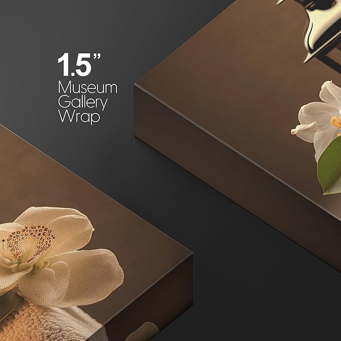 wall26 Canvas Print Wall Art Spa Candle White Amaryllis Flower Nature Wilderness Photography Realism Modern Art Decorative Multicolor Rustic Minimal Relax/Calm/Cozy Colorful for Bedroom - 32"x48"