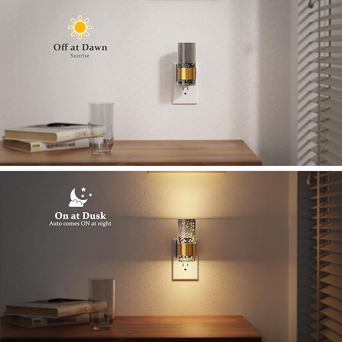 JandCase Night Lights Plug into Wall,Automatic LED Night Light with 0-100LM Dimmable, 3000K Plug in Night Lights with Auto Light Sensor, for Bathroom Hallway Decor