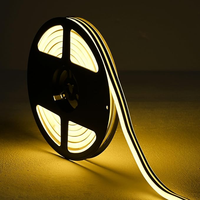 DELight AC 110-120V Waterproof IP65 Cozy 2700K Warm White Extension 10ft Railing Neon Rope Lights with Remote Control Dimmable Cuttable Flexible LED Strip Lights Outdoor Patio Retro Vibe DEL-D10W