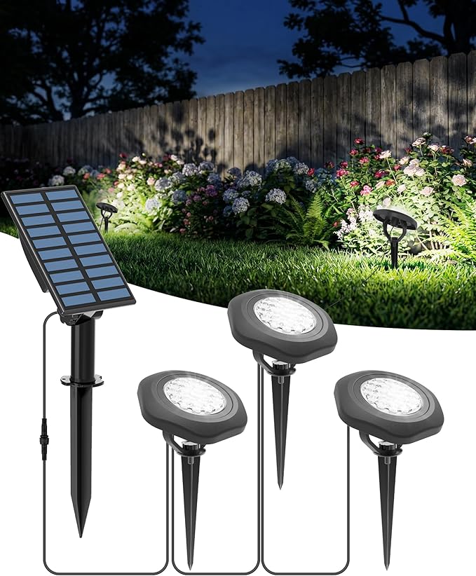 CORESLUX Solar Spot Lights Outdoor Waterproof IP68, 3-in-1 LED Warm Light Solar Landscape Lights, 2 Light Modes Pond Lights Landscape Path Lights for Outside Garden Yard Pond Pathway