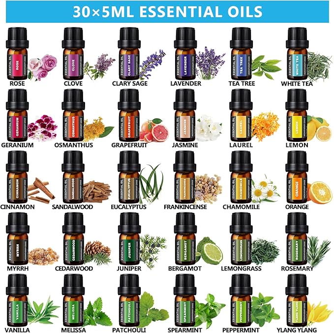 550 ML Aroma Diffiser with Essential Oils Set, Essential Oil Diffuser with Remote, Ultrasonic Technology Aromatherapy Diffusers Auto Shut-Off for Office, Home