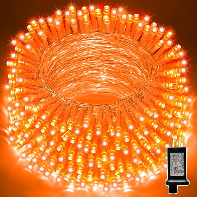 LAMPHOME Orange Thanksgiving Mini Lights, 200LED 66Ft Autumn Fall String Lights,16 Modes Connectable 120V Plug in for Outdoor Indoor Garden Party Halloween Christmas Xmas Tree Light Decor