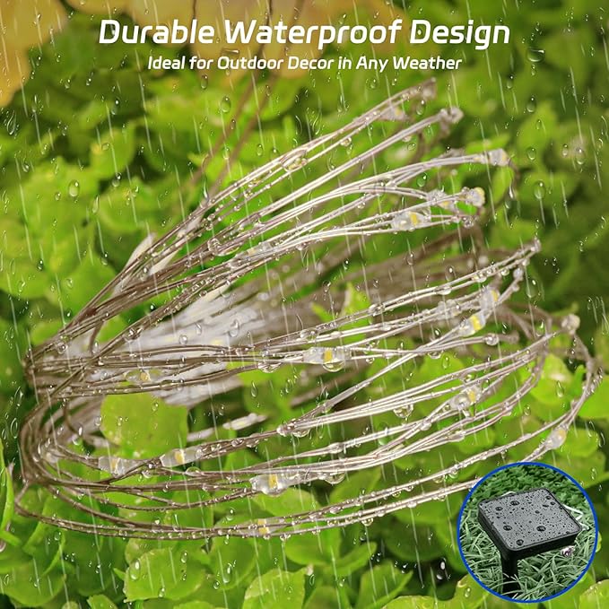 Solar Fairy Lights Green Outdoor Waterproof,16.4ft 50LED Solar String Lights Green for Outside 8 Modes 2 Packs for Patio Backyard Garden Deorations Green