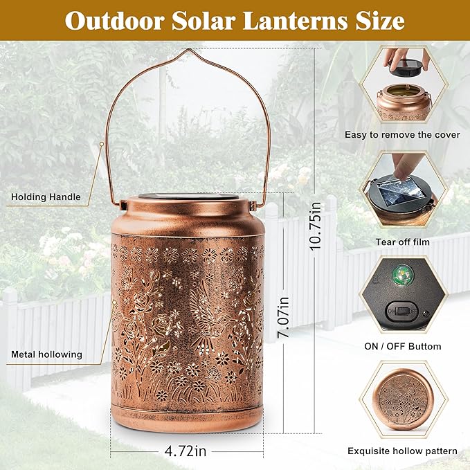 Birthday Gifts for Women Hummingbird Solar Lanterns Outdoor Waterproof,Outdoor Decorations for Party/Patio/Yard/Garden/Indoor