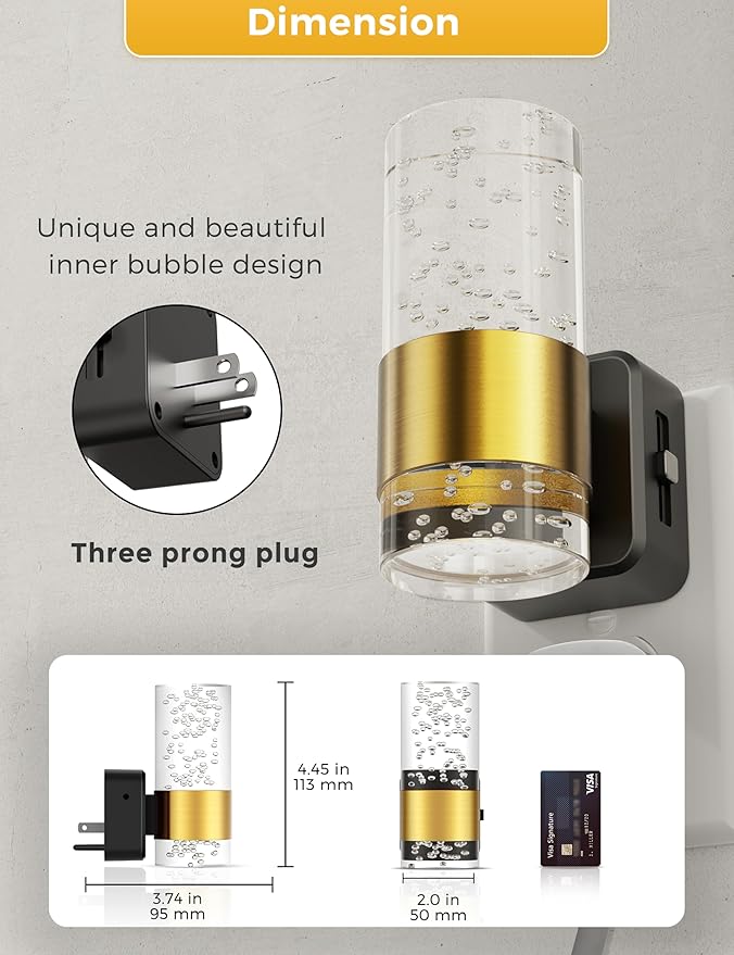 L LOHAS LED Night lights plug into wall, Soft Light Night Light with Adjustable Brightness, Plug in Night Light with Auto Light Sensor, Wall Sconce-style Design Nitelight for Bathroom,Hallway, 1 Pack