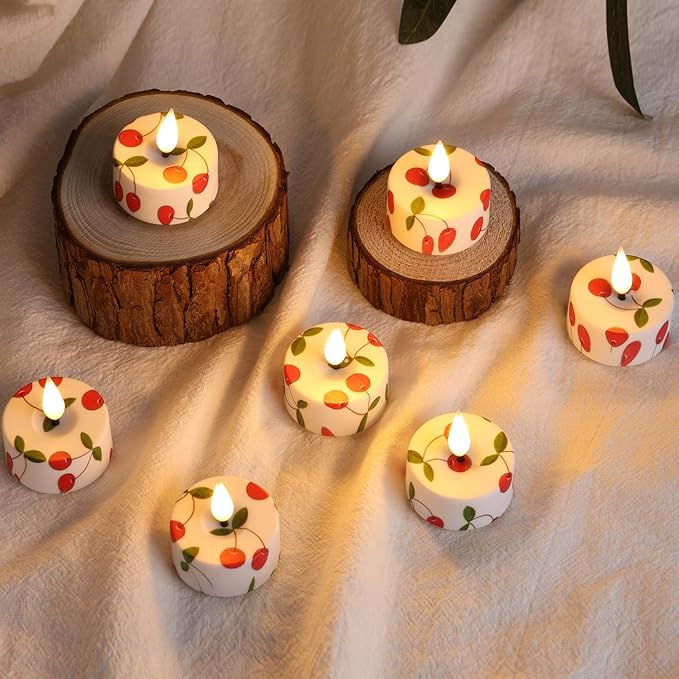 Eywamage Flameless Tealights with Remote Batteries, Flickering LED Tea Votive Candles Holiday Home Decor Set of 12