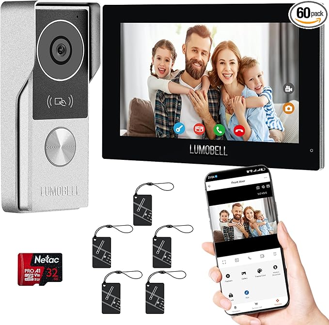 Wired Video Doorbell Camera with Indoor Monitor, Video Intercom System, 7" Touchscreen Display, Night Vision, 130° Wide Angle, Two-Way Talk, Tuya App Remote Unlock, Waterproof, No Monthly Fees