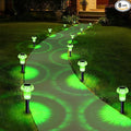 Solar Lights Outdoor Pathway Waterproof 8 Pack Green LED Green Stake Acrylic Mushroom Decorative Garden Lights for Yard Landscape Patio Outside Decorations