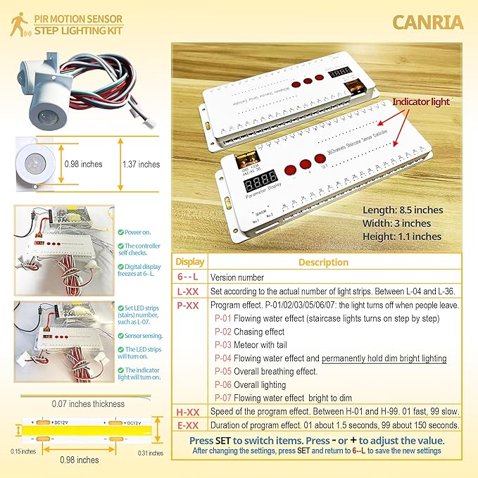 PIR Motion Sensor LED Stair Lights Indoor Outdoor Stairway Step Staircase Lighting Kit with 3000K Warm White COB Flexible LED Linear Light