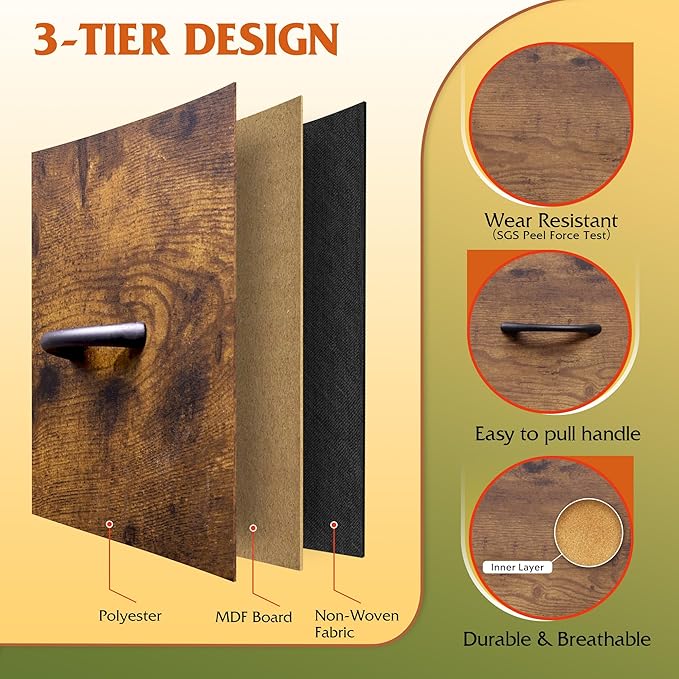 WLIVE Dresser TV Stand for 45, 50, 55 inch TV, Entertainment Center with LED Lights & Charging Station, Chest of Drawers with 9 Fabric Drawers and Open Shelves for Living Room, Hallway, Rustic Brown