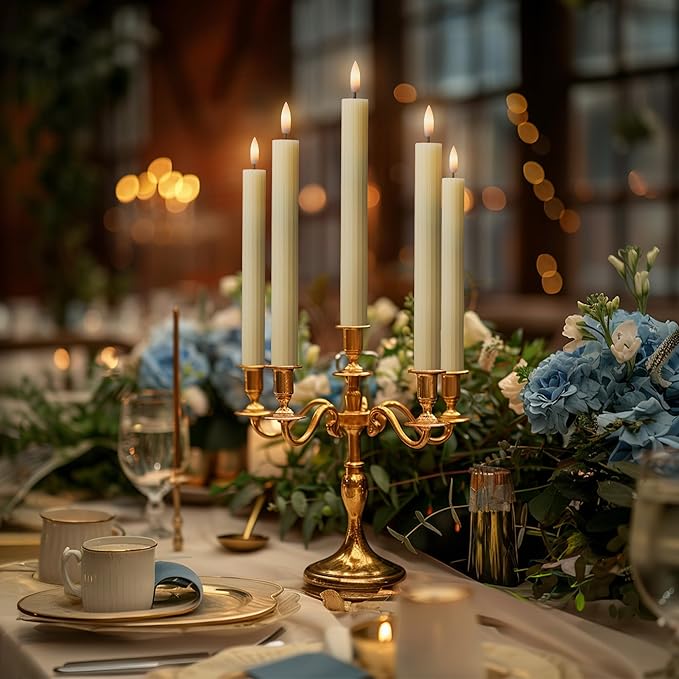 WYZworks 10" Fluted LED Ivory Grooved Pillar Candles with 2 Remotes & 24h Timer Memory, On/Off Switch - Flameless Dimmable Battery Operated w/Flicker Mode, Home Wedding Decor (12 Pack)