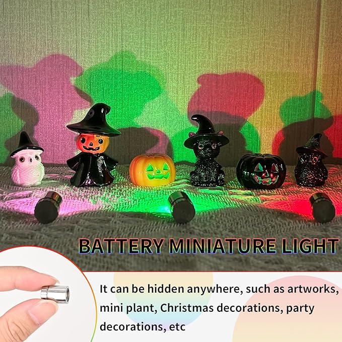 12 Pack Mini LED Lights, RGB Light Small LED Lights Battery Powered for Crafts, Tiny Miniature Spotlights, Wireless Dollhouse Lights for Displays, Party,Wedding,Halloween Decorations