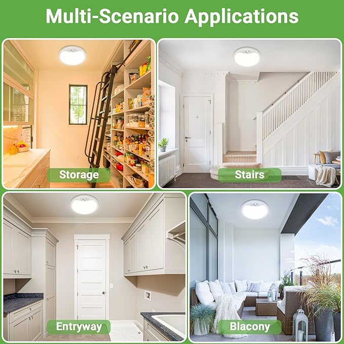 zemty 2Pack 12inch Motion Sensor Ceiling Lights Wired, 24W 2400lm 3CCT/3 Mode/30-120s Timer, Bright White LED Flush Mount Light Fixture Motion Activated for Closet Pantry Hallways Stairwells Garage