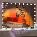 Hasipu LED Makeup Mirror with Bluetooth Speaker, 41" x 30" Makeup Mirror with Lights and Magnification, Hollywood Mirror with 3 Color Modes, LED Make up Mirror with USB & Type-C Charging