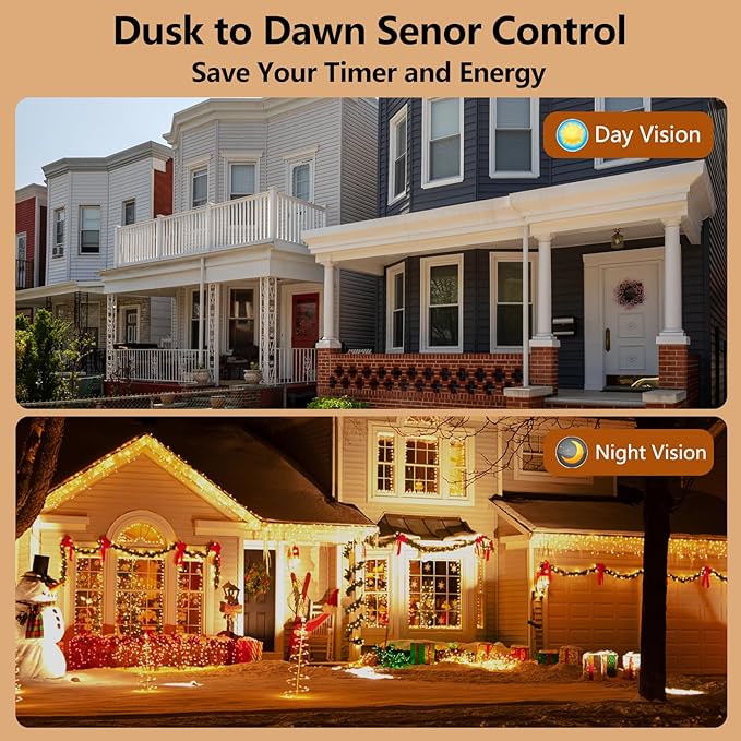 TiFFCOFiO Outdoor Timer Waterproof, Remote Control Dusk to Dawn Sensor, 2 Grouded Electrical Outlets for Lights,15A 1875W, ETL Listed