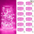btfarm Valentine's Day 12 Pack Pink Fairy Lights Battery Operated 3 Modes, 7ft 20 Led Twinkle String Lights Waterproof, Bulk Small Mini Light for Mason Jars Christmas Vases Wedding Table Decorations