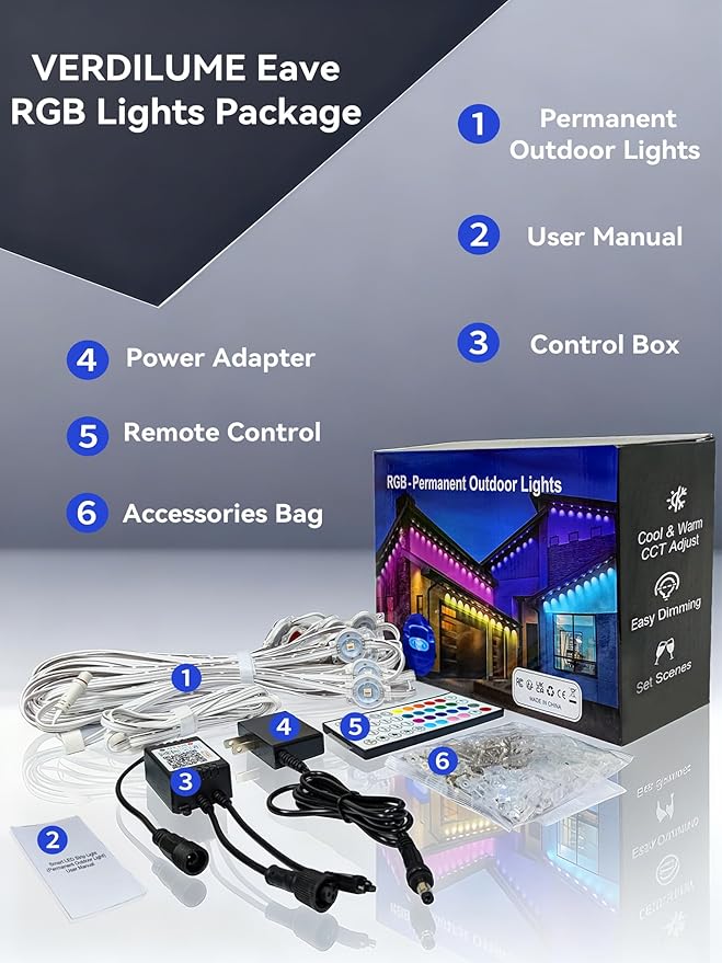 200FT Permanent Outdoor Lights, Smart RGB Eave Lighting for House, IP67 Waterproof LED Outside House Lights with App/Remote Control, for Christmas, Holiday Decor, Party, Daily