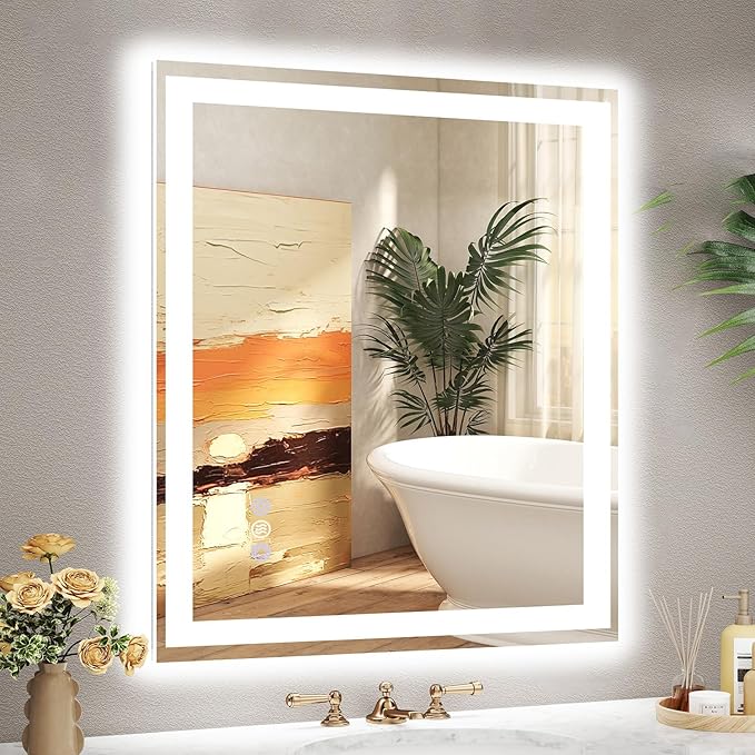 30x36 LED Bathroom Mirror with Lights, Super Bright Front & Backlit Vanity Mirror for Wall, Anti-Fog & Memory Smart Mirror, 5mm Shatter-Proof Tempered Glass, ETL Listed, Vertical/Horizontal