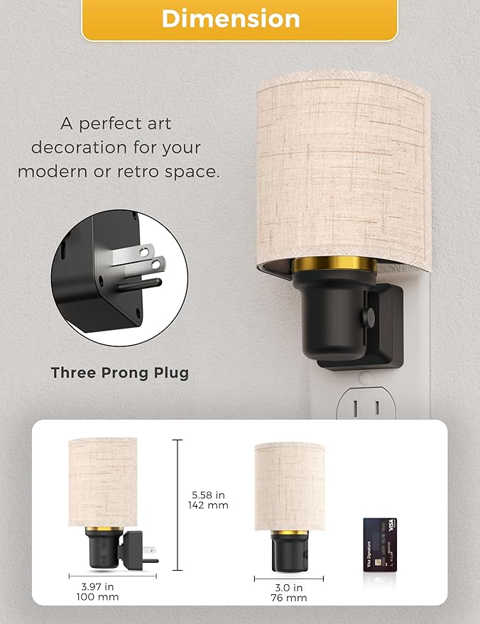 L LOHAS LED Bright Night Lights Plug into Wall, Plug in Night Light Dimmable, Daylight White, Decorative Nightlights Plug in Wall, Light Sensor, Linen Fabric Nightlight for Hallway Kitchen, 1 Pack