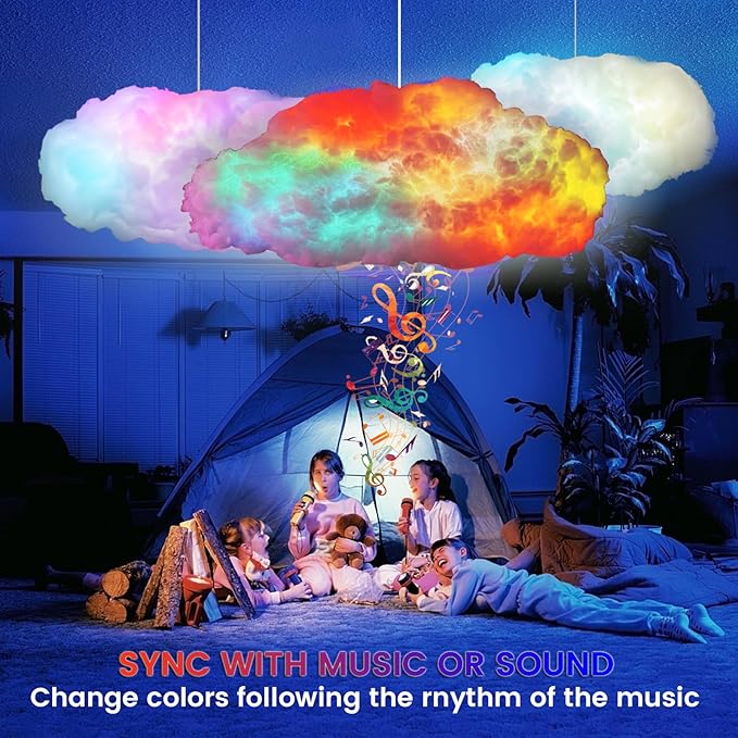 Cloud Led Lights for Bedroom, Multicolor Creative Night Lighting Kit Music Sync with APP, Coolest Ceiling Decoration for Bedroom Ceiling Adults and Kids Modern Home Decorations