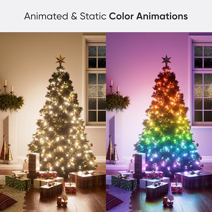 Nanoleaf Smart String Lights, 300 LED RGBW Indoor Christmas Lights, Matter Bluetooth & WiFi Multicolor LED Lights, App & Voice Control, Works with Apple Home, Google Home