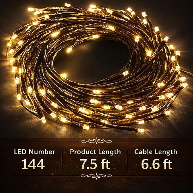 2Pcs Enchanted Willow Vine Lights with Remote, 18 Branches 144 LEDs Lighted Willow Swag for Wall Decor, Indoor Artificial Plug in Fairy Lights for Bedroom, Living Room, Wedding, Party