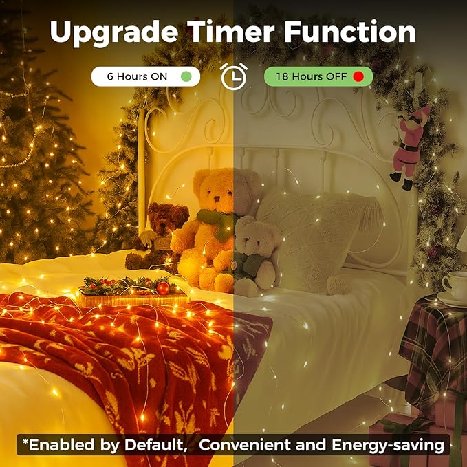 6 Pack Fairy Lights with Timer Battery Operated, 3 Modes 7ft Mini Twinkle Lights Waterproof, 20 LED Bulk String Light for Mason Jars Christmas Decoration Wedding Table Centerpieces,Warm White