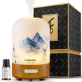 Essential Oil Diffuser Hand Blown Glass, 100ml Small Aromatherapy Diffuser, Auto Shut-Off Function, Ultrasonic Diffusers for Essential Oils, Cool Mist Humidifier with Warm White Lights