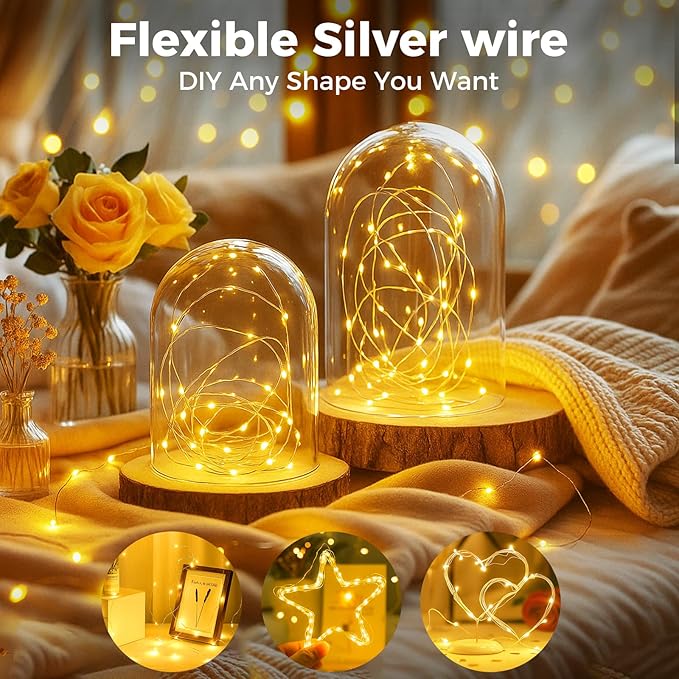 6 Pack Fairy Lights with Timer Battery Operated, 3 Modes 7ft Mini Twinkle Lights Waterproof, 20 LED Bulk String Light for Mason Jars Christmas Decoration Wedding Table Centerpieces,Warm White