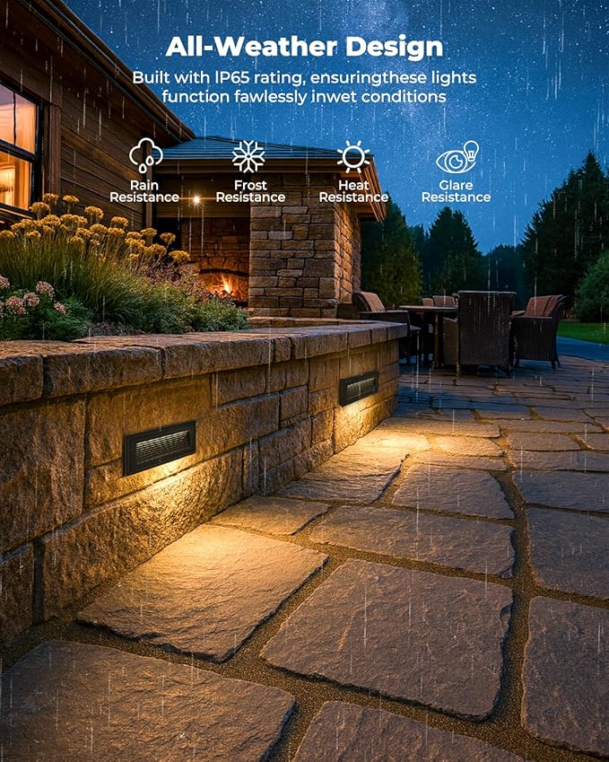9 Inch Low Voltage Outdoor Step Lights, 12V 5W LED Stair Light Indoor & Outdoor, 3CCT 3000K/4000K/6500K, IP65 Waterproof Step Light for Landscape Lighting, Stair, Deck, Pathway, Walkway, Pack of 6